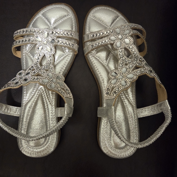Silver Sandals with Intricate Design - Picture 2 of 16